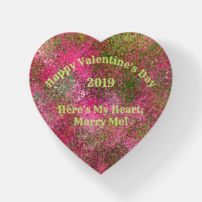 PINK AND GREEN ABSTRACT/VALENTINE'S DAY PROPOSAL PAPERWEIGHT (Front)