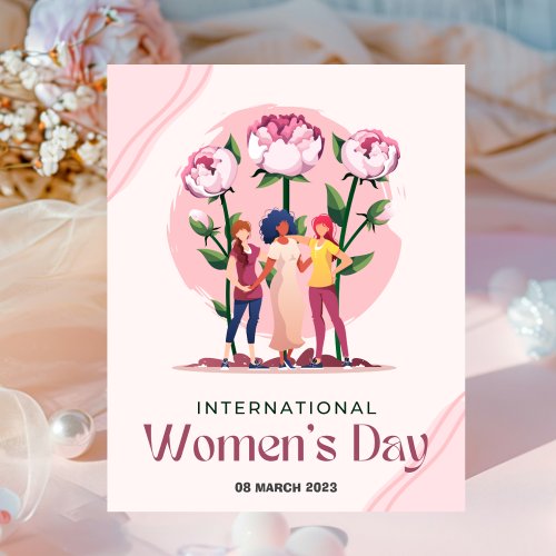 Pink and Green Aesthetic International Womens Day Poster