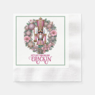 Pink and Green African American Nutcracker Holiday Napkins