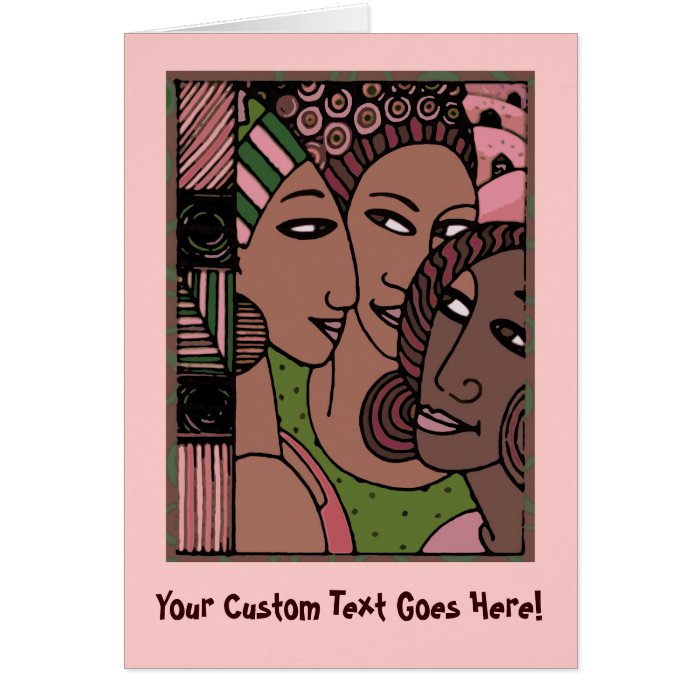 Pink and Green African American Women Greeting Cards