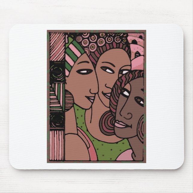 Pink and Green African American Women Mouse Pad (Front)