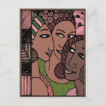 Pink and Green African American Women Postcard