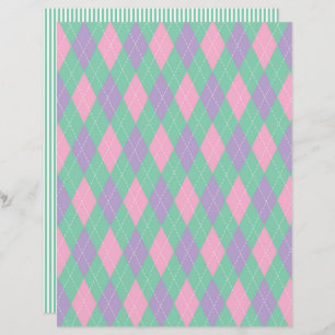 Pink and green argyle and striped scrapbook paper