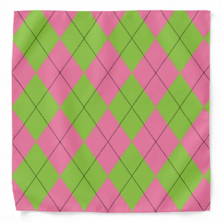 Pink and Green Argyle Bandana