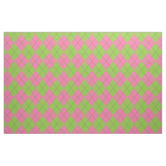 Pink and Green Argyle Black Fabric