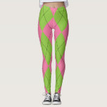 Pink and Green Argyle Leggings<br><div class="desc">A pretty pink and green argyle pattern with black accents on a pair of leggings.</div>