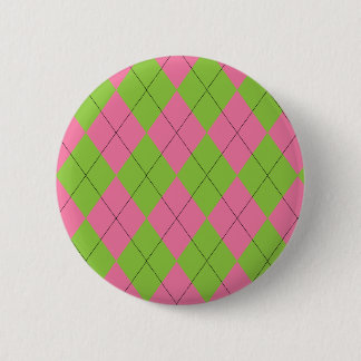Pink and Green Argyle Pinback Button