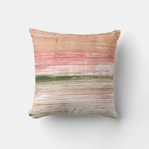 Pink and green art throw pillow