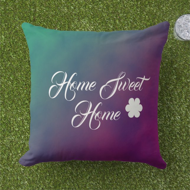 pink and green artistic watercolor modern outdoor pillow (Grass)