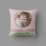 Pink and Green Baby Girl Custom Photo/Name Pillow
