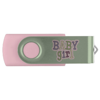 Pink and Green Baby Girl Custom Swivel USB Drive
