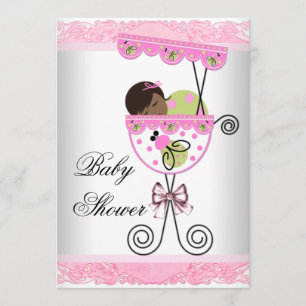 Pink and Green Baby Girl Shower Invitation