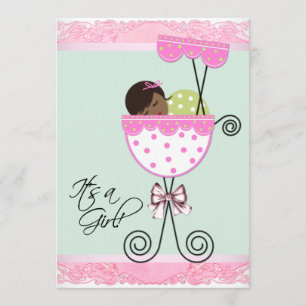 Pink and Green Baby Shower Invitation