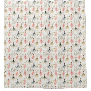 Pink and Green Ballerina Shower Curtain