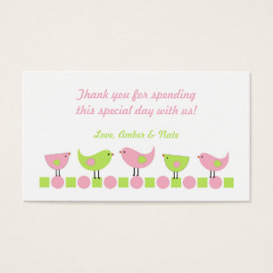 Pink and Green Birds Baby Shower Favor