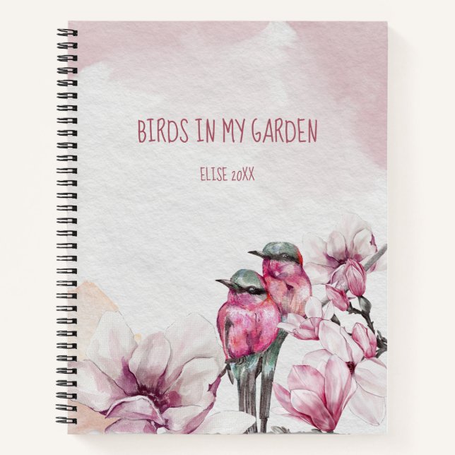 Pink and Green Birds Pink Blooms Bird Journal (Front)