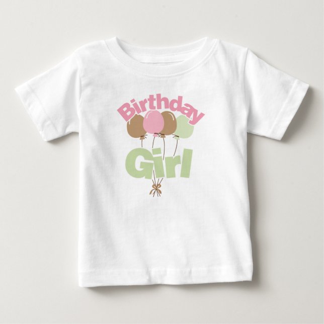 Pink And Green Birthday Girl Baby T-Shirt (Front)