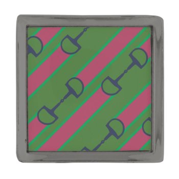 Pink And Green Bit Ribbon Pattern Gunmetal Finish Lapel Pin by PaintingPony at Zazzle