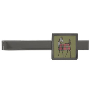 Pink And Green Bit Ribbon Pattern Gunmetal Finish Tie Clip by PaintingPony at Zazzle