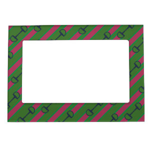 Pink and Green Bit Ribbon Pattern Magnetic Picture Frame