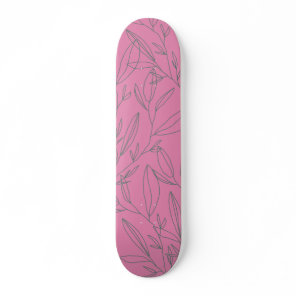 Pink and Green Botanical Skateboard