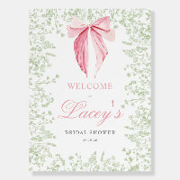 Pink and Green bow Baby Shower invitation