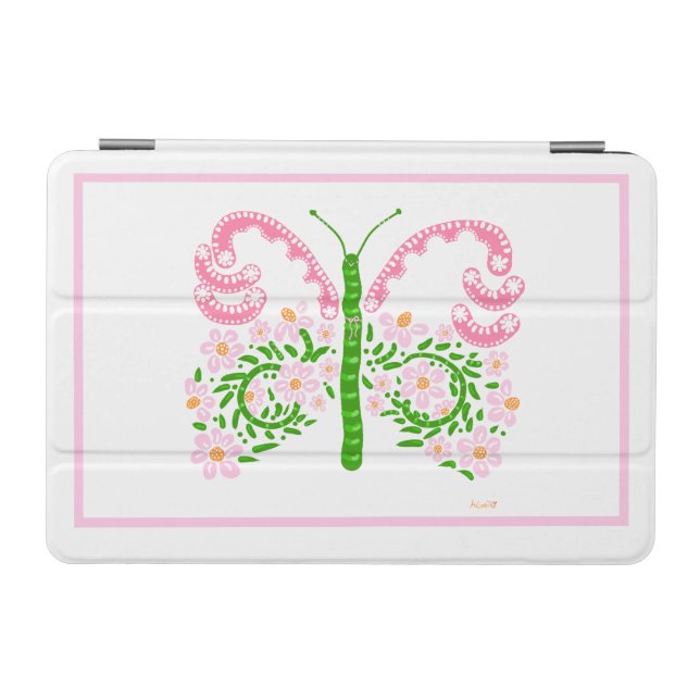 Pink and Green Bridal Butterfly ipad Case (Horizontal)