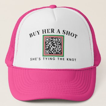 Pink And Green Bride Bachelorette Party Qr Payment Trucker Hat by 2BirdStone at Zazzle