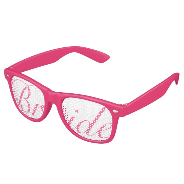 Pink and Green BRIDE Swag Party Glasses (Angled)