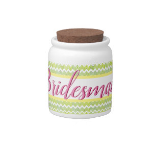 Pink And Green Bridesmaids Candy Jar
