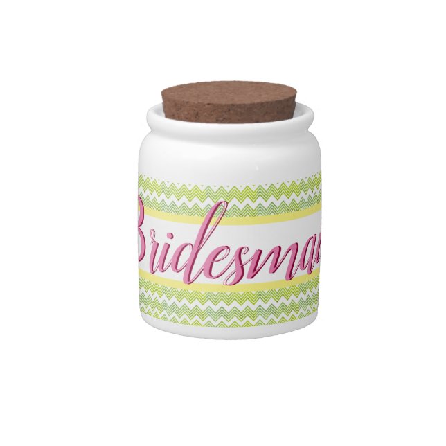 Pink And Green Bridesmaids Candy Jar (Front)