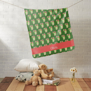 Pink and Green Butterflies Personalized Baby Blanket