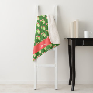 Pink and Green Butterflies Personalized Sherpa Blanket