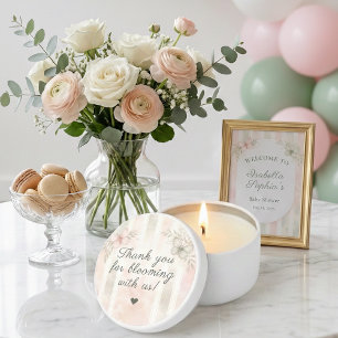 Pink and Green Butterfly Floral Baby Shower Mini Candle Favors