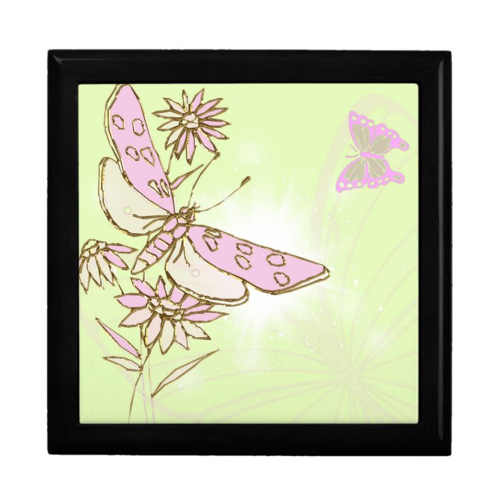Pink and Green Butterfly Gift Box