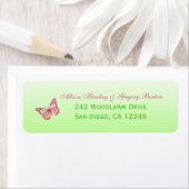 Pink and Green Butterfly Return Address Label (Insitu)