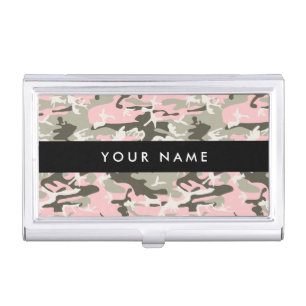 Pink and Green Camo, Camouflage, Military, Army Business Card Case