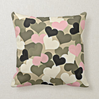 Pink and Green Camo Heart Throw Pillow