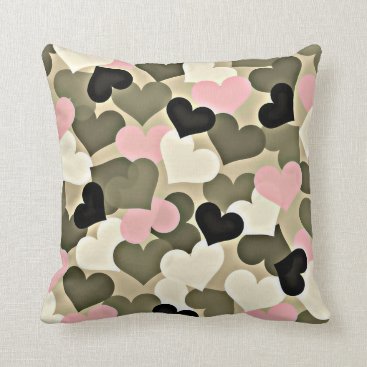 Pink and Green Camo Heart Throw Pillow Pink and Green Camo Heart Throw Pillow