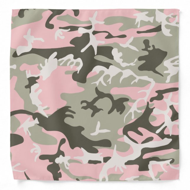 Pink and Green Camouflage, Military, Army Bandana (Front)