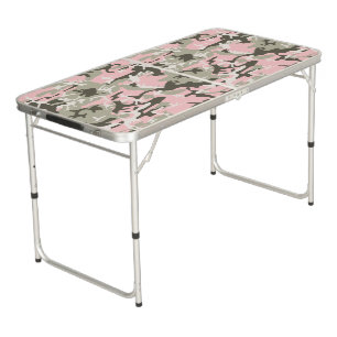 Pink and Green Camouflage, Military, Army Beer Pong Table