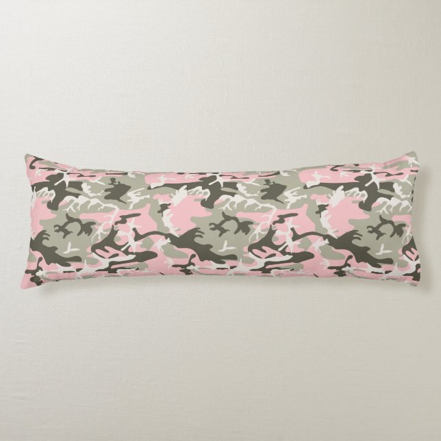 Pink and Green Camouflage, Military, Army Body Pillow (Front)