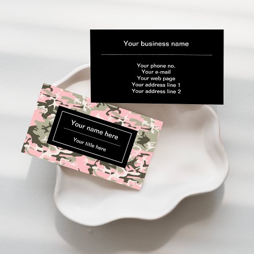 Pink and Green Camouflage Military Army Business Card