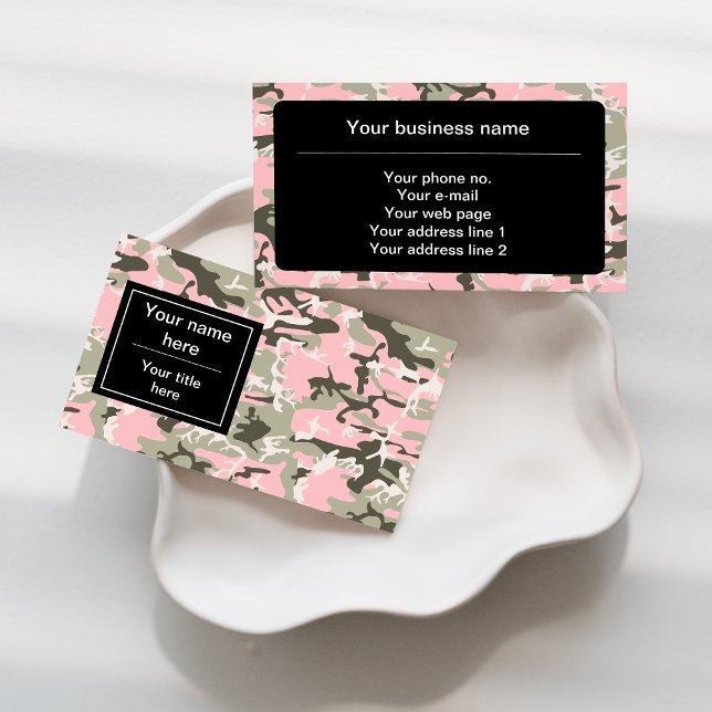 Pink and Green Camouflage, Military, Army Business Card (Creator Uploaded)