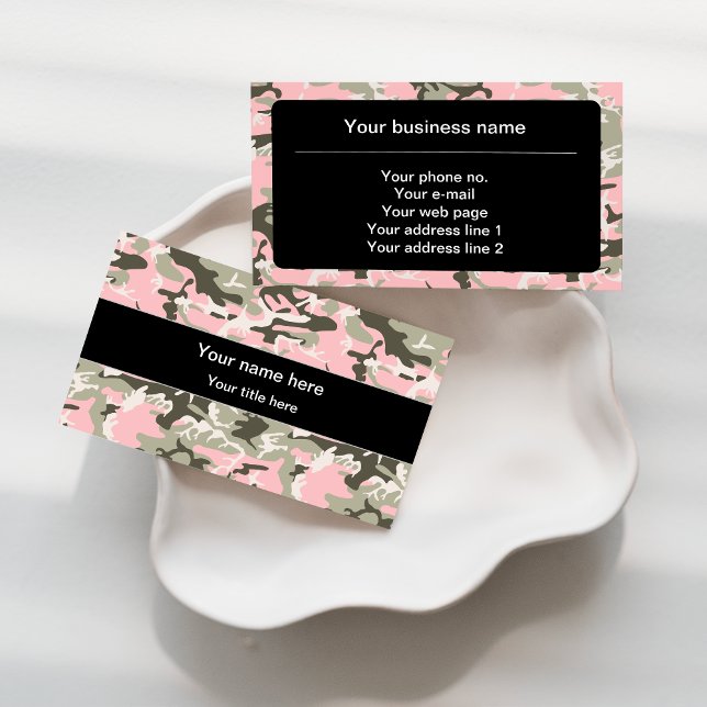 Pink and Green Camouflage, Military, Army Business Card (Creator Uploaded)