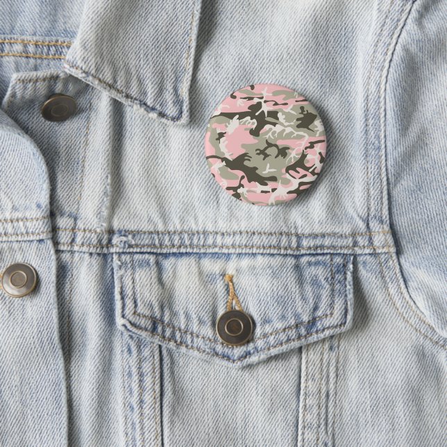 Pink and Green Camouflage, Military, Army Button (In Situ)
