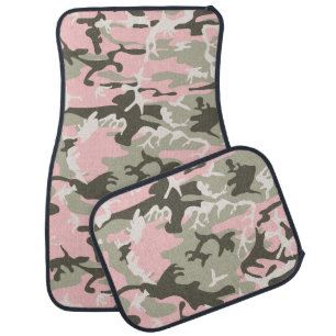 Pink and Green Camouflage, Military, Army Car Floor Mat
