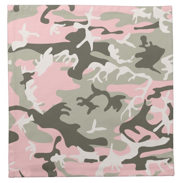Pink and Green Camouflage, Military, Army Cloth Napkin (Front)