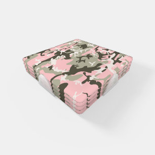 Pink and Green Camouflage, Military, Army Coaster Set