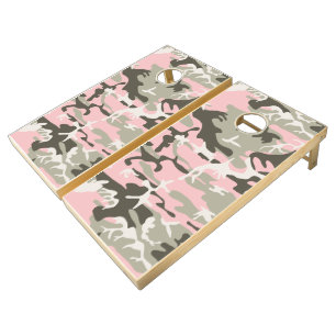 Pink and Green Camouflage, Military, Army Cornhole Set